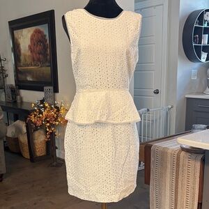 Max & Cleo White Eyelet Peplum Mini Dress